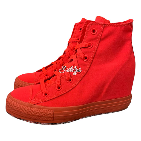Converse 2013 CTAS Platform Plus Hidden Wedge Bold Pink Red Canvas Sneaker 10 - Picture 5 of 10